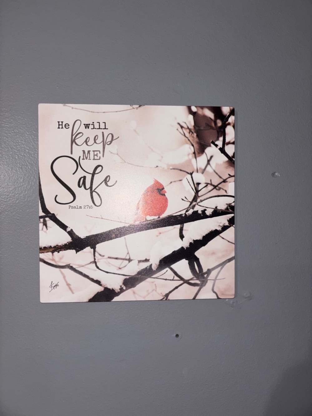 Cardinal 'He Will Keep Me Safe' Wall Art - Red Accent Inspirational Print